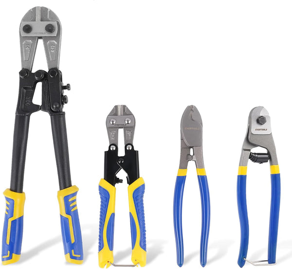 Chariso Four cutting tools cover heavy-duty and detail work in one set: a 14-inch bolt cutter, an