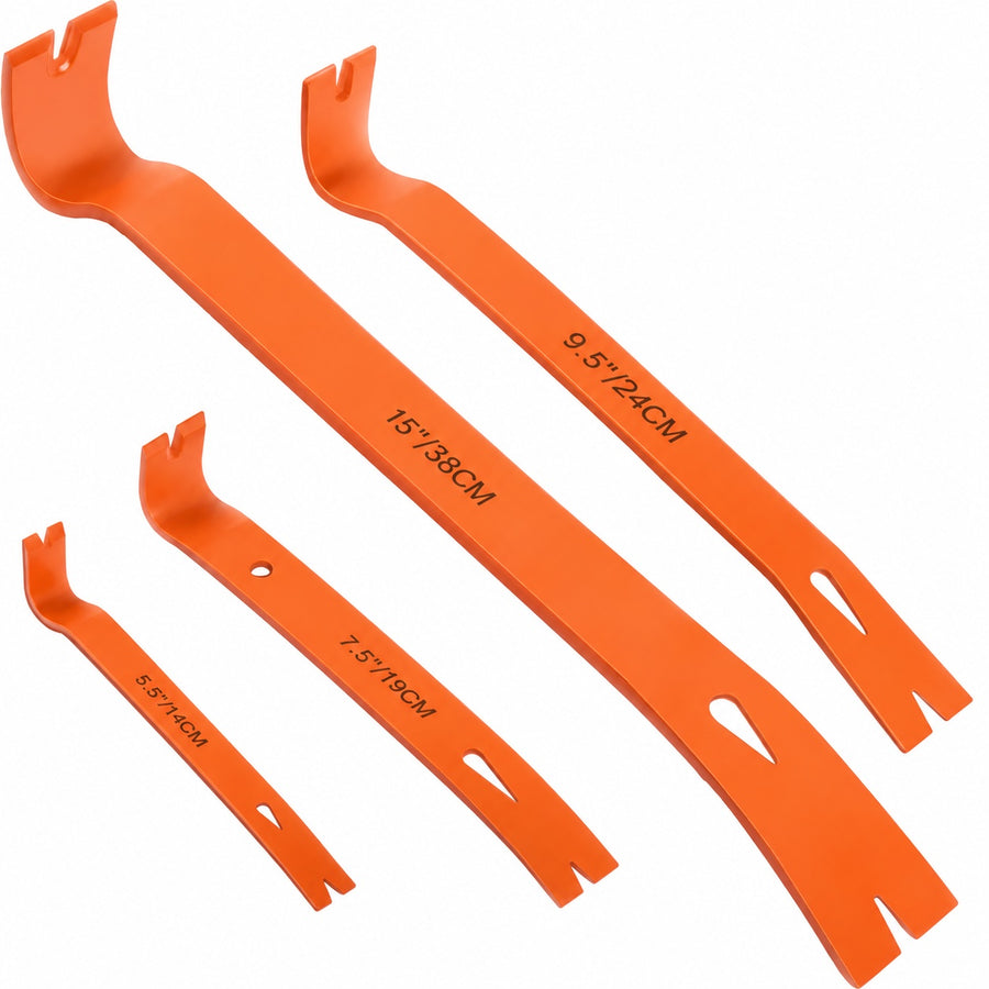 Chariso Multiple sizes give this four-piece flat pry bar set the flexibility to handle