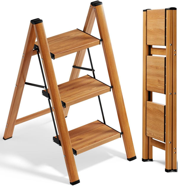 Chariso three-step folding ladder blend into home spaces
