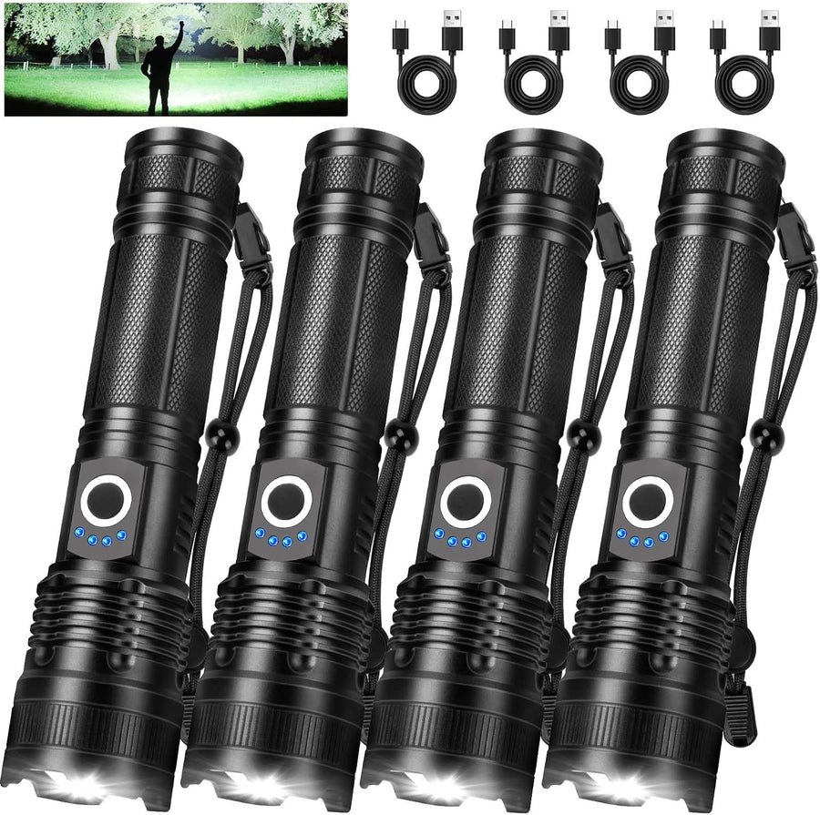 Chariso Four rechargeable LED flashlights deliver strong indoor or outdoor illumination with a