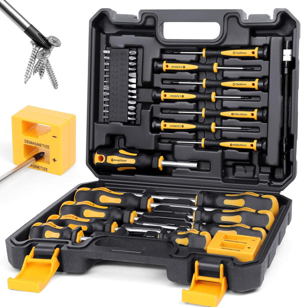 Chariso Common and precision fasteners are covered by a 43-piece magnetic screwdriver set with