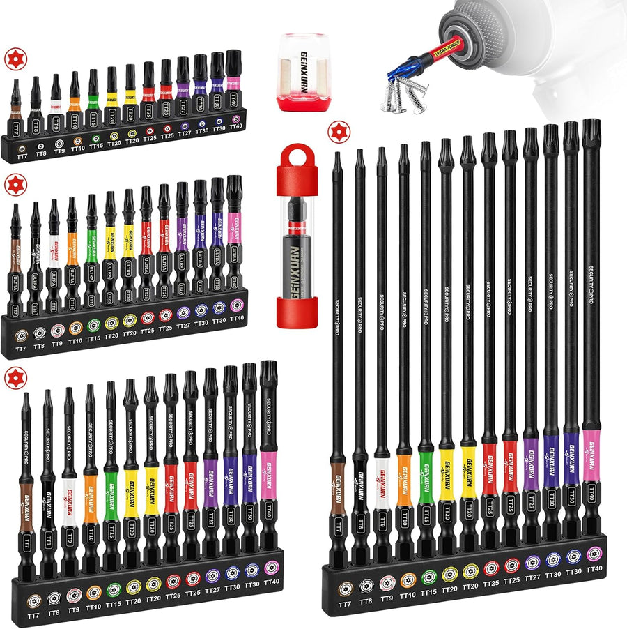 Chariso Security Torx work at several reach depths is supported by a 54-piece impact-bit set with