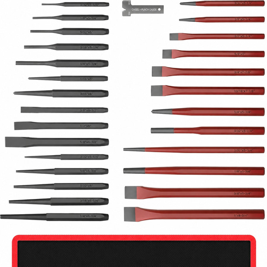 Chariso 28-piece punch and chisel set for metalworking